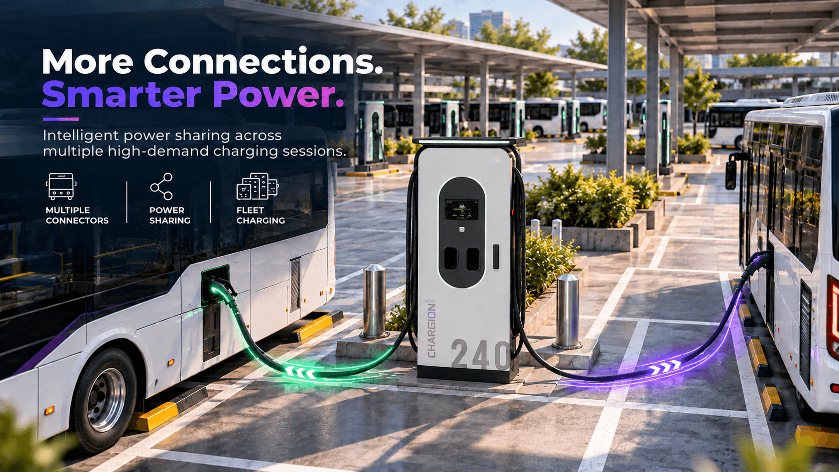Chargion Ultra intelligent power sharing across multiple sessions