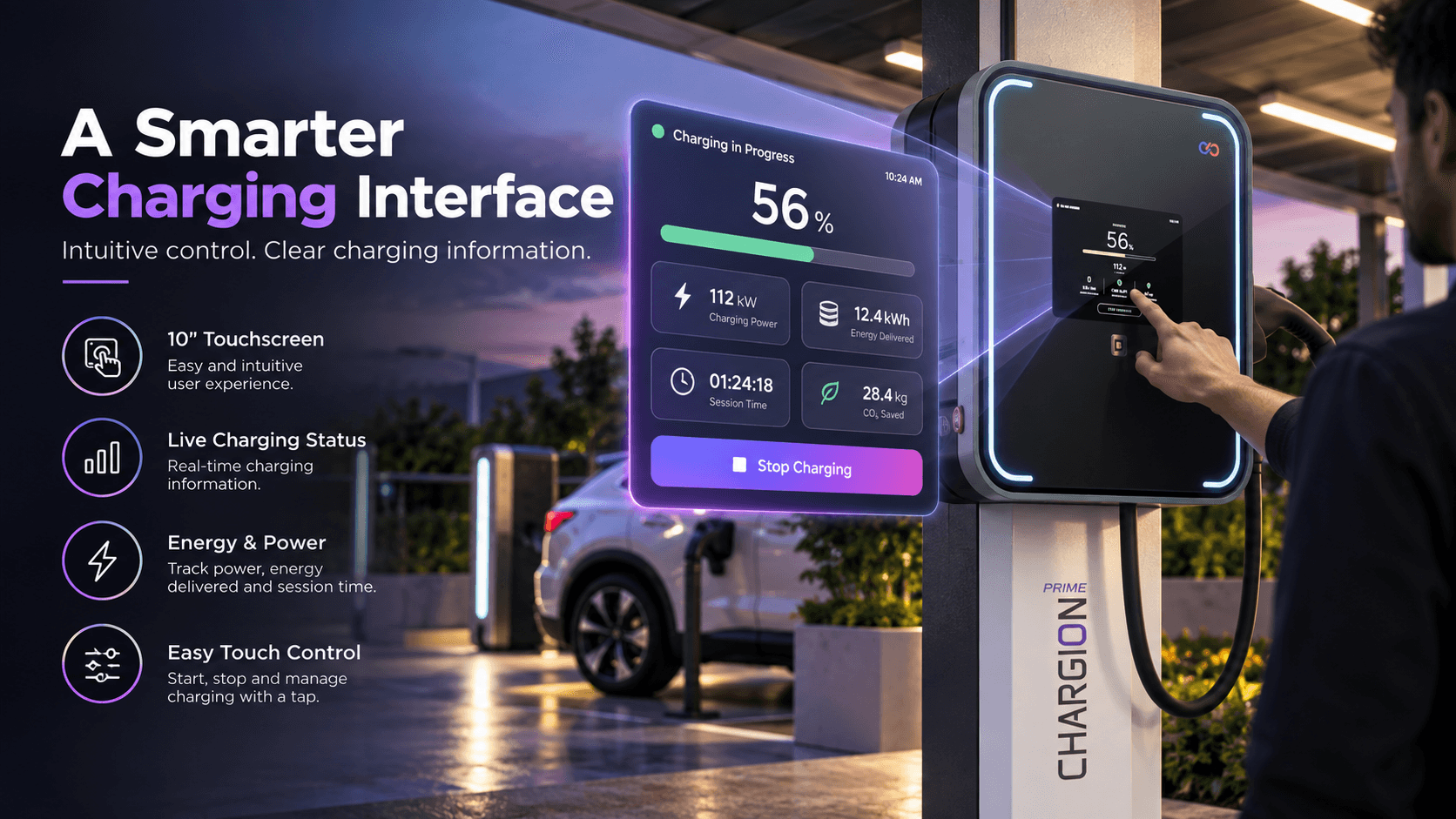 Chargion Prime 10 inch touchscreen charging interface
