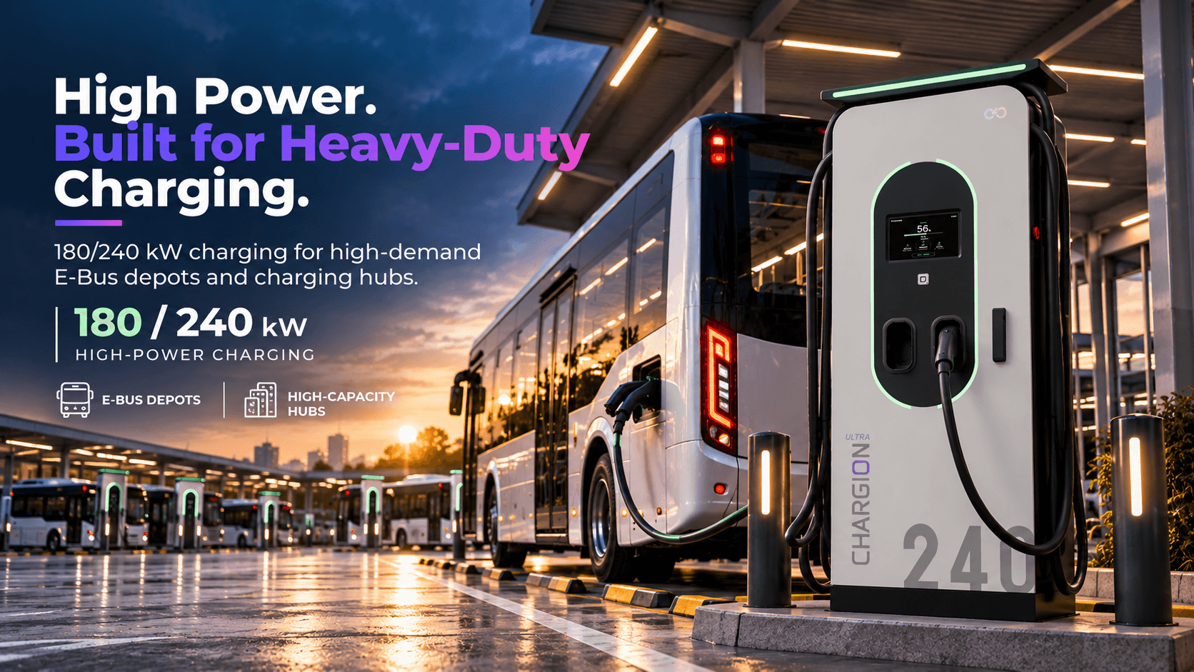 Chargion Ultra 180/240 kW high-power charging for e-bus depots