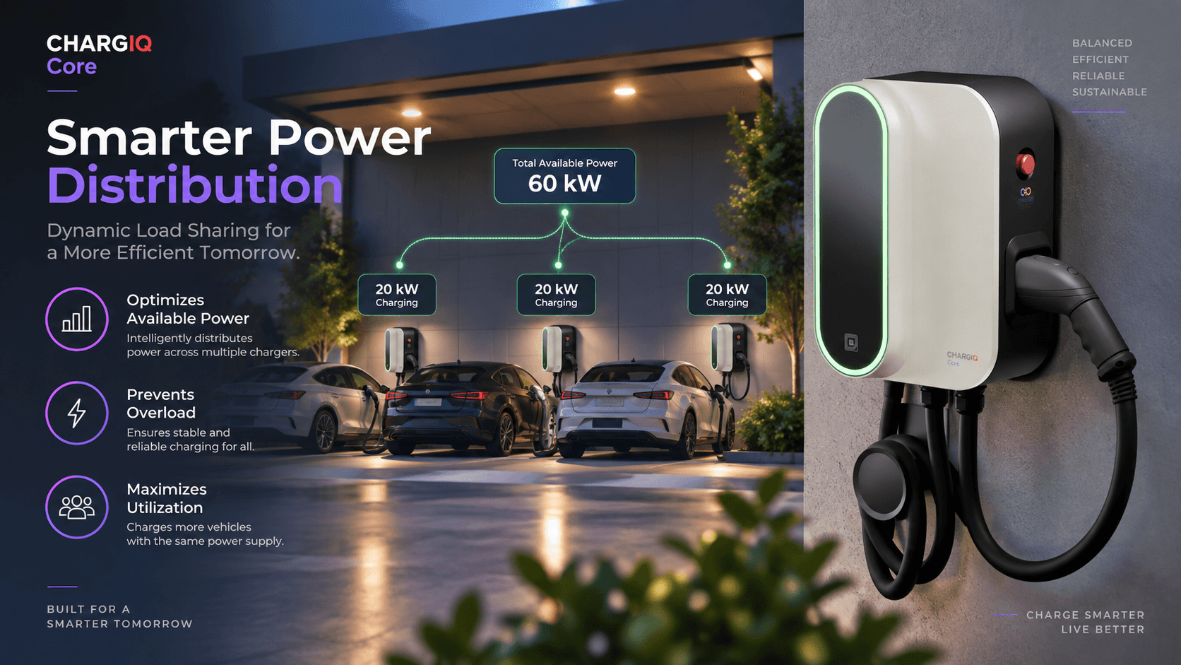 Chargiq Core smarter power distribution with dynamic load sharing